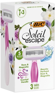 Rasoir de unica folosinta BIC Soleil Escape pentru femei, 5 lame, cu ulei de migdale, 3 bucati