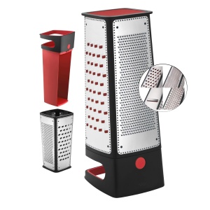 Razatoare patrata Silit cu recipient de colectare, 29,5 x 11 x 11 cm, 4 suprafete de gratar, otel inoxidabil, plastic, razatoare de cartofi, feliator de castraveti
