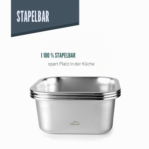 Recipient alimentare Lacor Ecoinox 0.65L, otel inoxidabil, cu capac si sistem ClipLock - Img 5