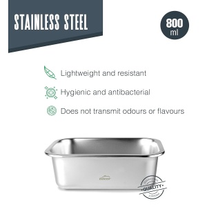 Recipient rectangular Lacor 64610, inox 1810, 800 ml, etans, BPA-free - Img 3