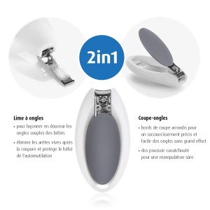 Reer BabyCare Set ingrijire unghii pentru bebelusi foarfece si unghiera alb - Img 5