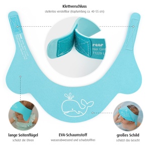 Reer MyHappyBath Cap Protectie pentru sampon ajustabila albastru 40-55 cm - Img 3