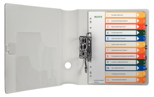Registru Leitz 12940000, A4, 12 Tablite, Culoare AlbMulticolor, Polypropylen - Img 2