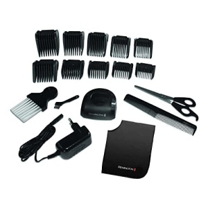 Remington Hair Clipper Professional [auto-ascutire. Lame ceramice/0,8-40 mm/reglare precisa] Set de tunsori de par (10 piepteni de atasament, retea/baterie, litiu, carcasa din aluminiu, pelerina de coafor) HC5811 - Img 5
