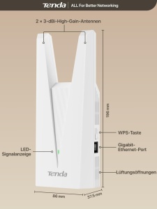 Repetitor WLAN Tenda A33, WiFi 6, AX3000, Dualband, 2976 Mbits - Img 9