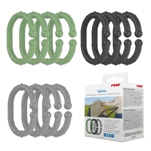 Rings de fixare reer ClipGo 12 bucati pentru carucior si patut culori vesele