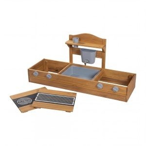 Roba 2in1 Sandkasten si Matschkuche pentru copii - Teak, FSC certificata, cu accesorii - Img 4