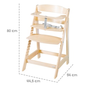 roba Baby High Chair Sit Up Flex - Scaun inalt din lemn care creste odata cu tine - Scaun inalt reglabil pentru copii cu curea la picioare - de la 6 luni la 70 kg - Natural - Img 9