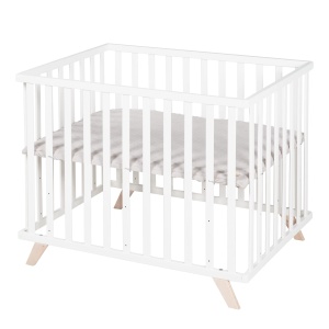 Roba Laufgitter 75x100 cm Alb Lemn Masiv 3 Niveluri Reglabile