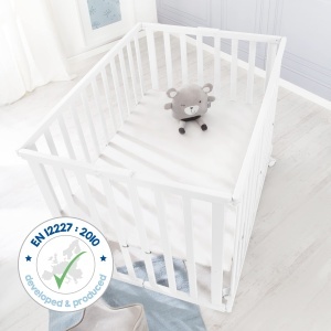 Roba Laufgitter 75x100 cm Alb Pliabil Mobil cu Role - Img 6