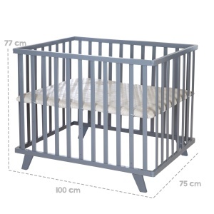 Roba Laufgitter 75x100 cm din lemn reglabil pe inaltime cu protectie Greyish - Img 9