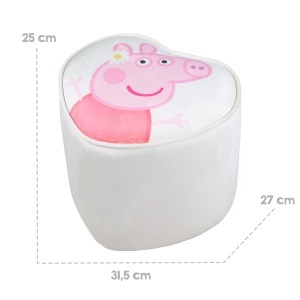 roba Pouf Coeur en Velours pour Chambre Enfant Peppa Pig - Tabouret Solide et Doux - Assise Stable des 18 Mois - Facile a Nettoyer - Beige Motif Truie - Img 3