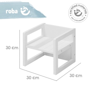 roba Scaun pentru copii in stil casa de tara - Scaun si scaun reversibil cu 3 inaltimi de sezut - Scaun multifunctional pentru copii - Lemn alb - Img 7