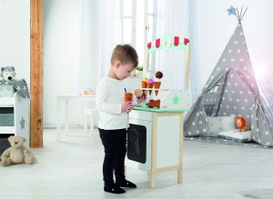 Roba Stand de Inghetata cu Accesorii, 9 Piese, Alb si Albastru Pastel - Img 6
