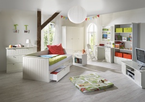 Roba Wandregal Dreamworld 3 Raft de perete alb 90x15 cm cu 5 carlige pentru camera copilului - Img 4