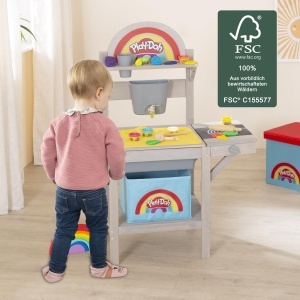 Roba x Play-Doh Matschkuche din lemn FSC, 100 cm, cu 3D Creativmatte si 6 cutii de plastilina - Img 4
