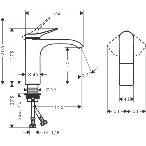 Robinet baie hansgrohe Vivenis 110 mm, bronz periat, economisire apa - Img 5