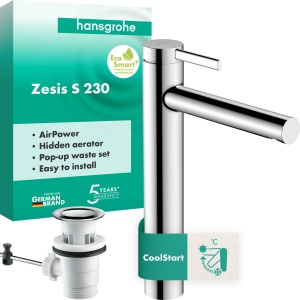 Robinet baie hansgrohe Zesis S 230 mm, crom, economisire apa, cu aerator