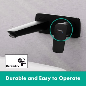 Robinet de baie hansgrohe Logis, montaj pe perete, 19,5 cm, mattschwarz, economisire apa - Img 6