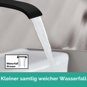 Robinet de baie hansgrohe Vivenis, montare pe perete, mat-negru, cu apa economisitoare - Img 2