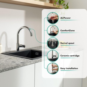 Robinet de bucatarie hansgrohe Vernis Blend M35, crom, inaltime 210 mm, rotire 120360 - Img 2