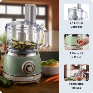 Robot de bucatarie Ariete Vintage 1781 Verde 1000W 12L Retro Design - Img 4