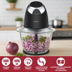 Robot de bucatarie Beper P102ROB003, 500 ml, cu cutite din otel inoxidabil, 2 viteze - Img 2