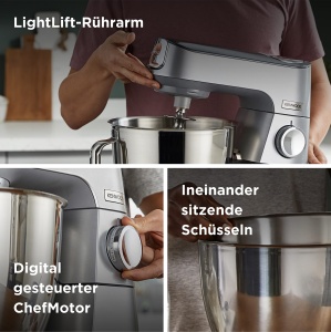 Robot de bucatarie Kenwood Titanium Chef Baker KVC85004SI cu cantar integrat incl set de patiserie din 3 piese bol de amestecare de 5 L si 35 L contro - Img 5