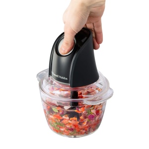 Robot de bucatarie Russell Hobbs [Mini tocator] electric (pentru legume, fructe, carne, ceapa, recipient de 1 l, poate fi spalat in masina de spalat vase, 2 viteze, lame din otel inoxidabil, 350W) Mat Charcoal 27131-56 - Img 3
