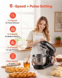 Robot de bucatarie VEVOR SM-1560N 1400W 568L multifunctional negru - Img 4
