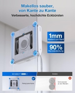 Robot de curatare feronerie ECOVACS WINBOT Mini 2, design ultra-slim, 6 moduri de curatare - Img 4