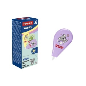 Rola corectoare BIC Tipp-Ex Vibbies Mini Pocket Mouse, 6 buc, 5 mm x 6 m, design animalute