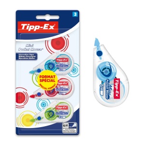 Rola corectoare Tipp-Ex Mini Pocket Mouse, 6m x 5mm, 3 bucati, culoare variata