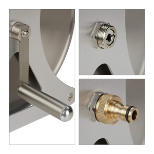 Rola pentru furtun de gradina Relaxdays, inox si aluminiu, 30,5x45x36,5 cm, argintie - Img 7