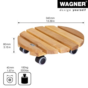 Rola pentru plante WAGNER NATURE 34 cm, din lemn de erle FSC, 100 kg - Img 2