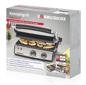 ROMMELSBACHER Kontaktgrill KG 2020 - aplicatii variabile reglabil continuu reglare a inaltimii de 5 ori acoperire antiaderenta cu 2 straturi placi de  - Img 6