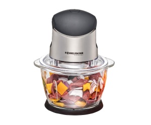 ROMMELSBACHER Multi Shredder MZ 400 - motor puternic, lama speciala cu 4 lame din otel inoxidabil, recipient de sticla de 1 litru, negru/crom periat, 400 wati
