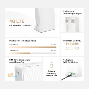 Router 4G LTE Mercusys MB130-4G, Dual Band AC1200, viteza 150 Mbits - Img 3