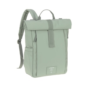 Rucsac pentru scutece pentru bebelusi LASSIG Rucsac pentru scutece Rucsac cu covoras de infasat, atasament pentru carucior, suport pentru sticle produs in mod durabil/GRE Rucsac Rolltop Up verde argintiu - Img 2