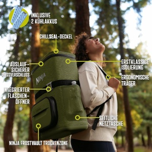 Rucsac racitor Ninja FrostVault Go 17L, 24 doze, culoare oliv - Img 6