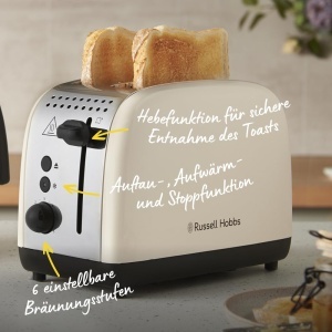 Russell Hobbs Toaster Colours Plus 26930-56 Jasmine 6 trepte rumenire functii multiple - Img 2