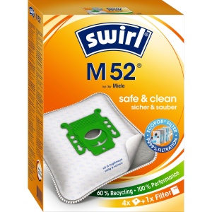 Sac de aspirator Swirl M 52 EcoPor, 4 bucati, 99,99 filtrare praf si alergeni