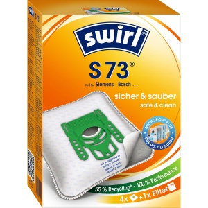 Sac de aspirator Swirl S 73 EcoPor, 4 bucati, rezistent la rupere, filtrare 99,99 - Img 2