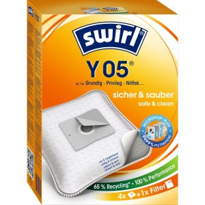 Sac de aspirator Swirl Y 05 EcoPor, 4 bucati, filtrare 99,9, material reciclat