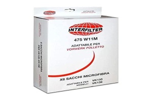 Sac de aspirator Vorwerk Kobold VK135 VK136, din microfibra, 6 bucati, alb