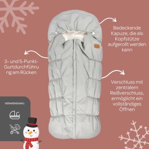 Sac de dormit pentru copii BEABA, 100 impermeabil, ultra calduros, gri - Img 6