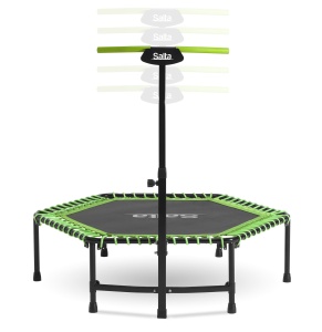 Salta Fitness - o128cm - Trambulina de interior - Maner reglabil pe inaltime in 5 directii - Suspensie elastica/bungee, Constructie solida - Hexagonala - Capacitate de incarcare de 110 kg - Verde