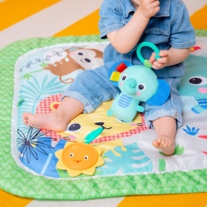 Saltea de activitate pentru bebelusi Bright Starts Wild Wiggles, 5 jucarii incluse, Verde - Img 13
