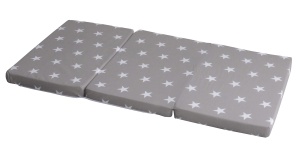 Saltea pentru patut calatorie Roba Little Stars 60 x 120 cm, gri cu stele albe, husa detasabila