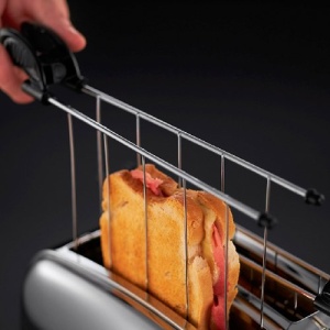 Sandwich cu prajitor de paine Russell Hobbs [pentru 2 felii, inclusiv clesti pentru sandvisuri/panini] Victory Stainless Steel (fante pentru paine prajita foarte largi, 6 niveluri de rumenire + functie de dezghetare si reincalzire, 1200W) 23310-57 - Img 3